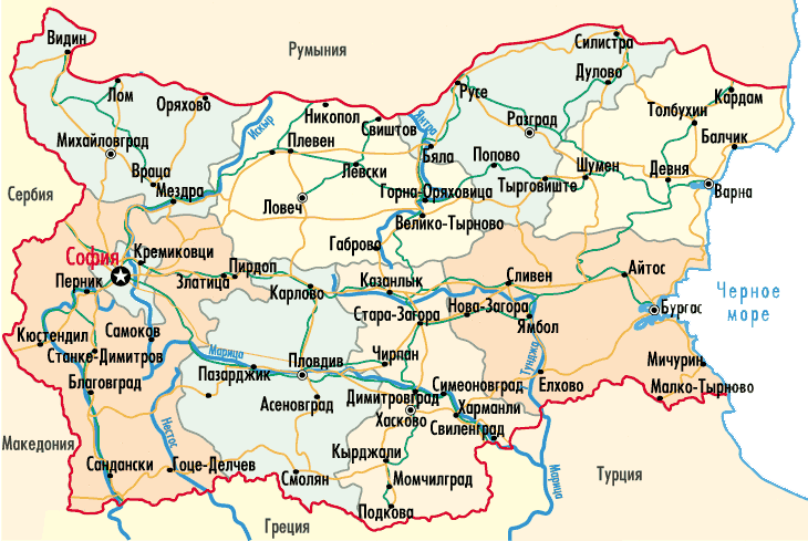 Карта Болгарии-условия для пчеловодства
